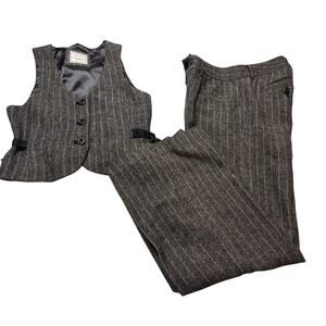 Old Navy Y2K Premium Pinstripe Tweed Vest + Trousers Set   SZ SM/4